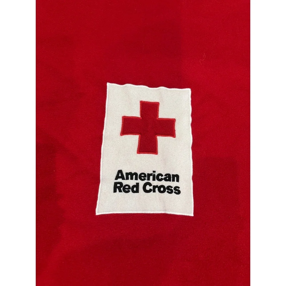 American Red Cross Fleece Blanket Red 58x67‎ Emergency Relief Throw Polyester